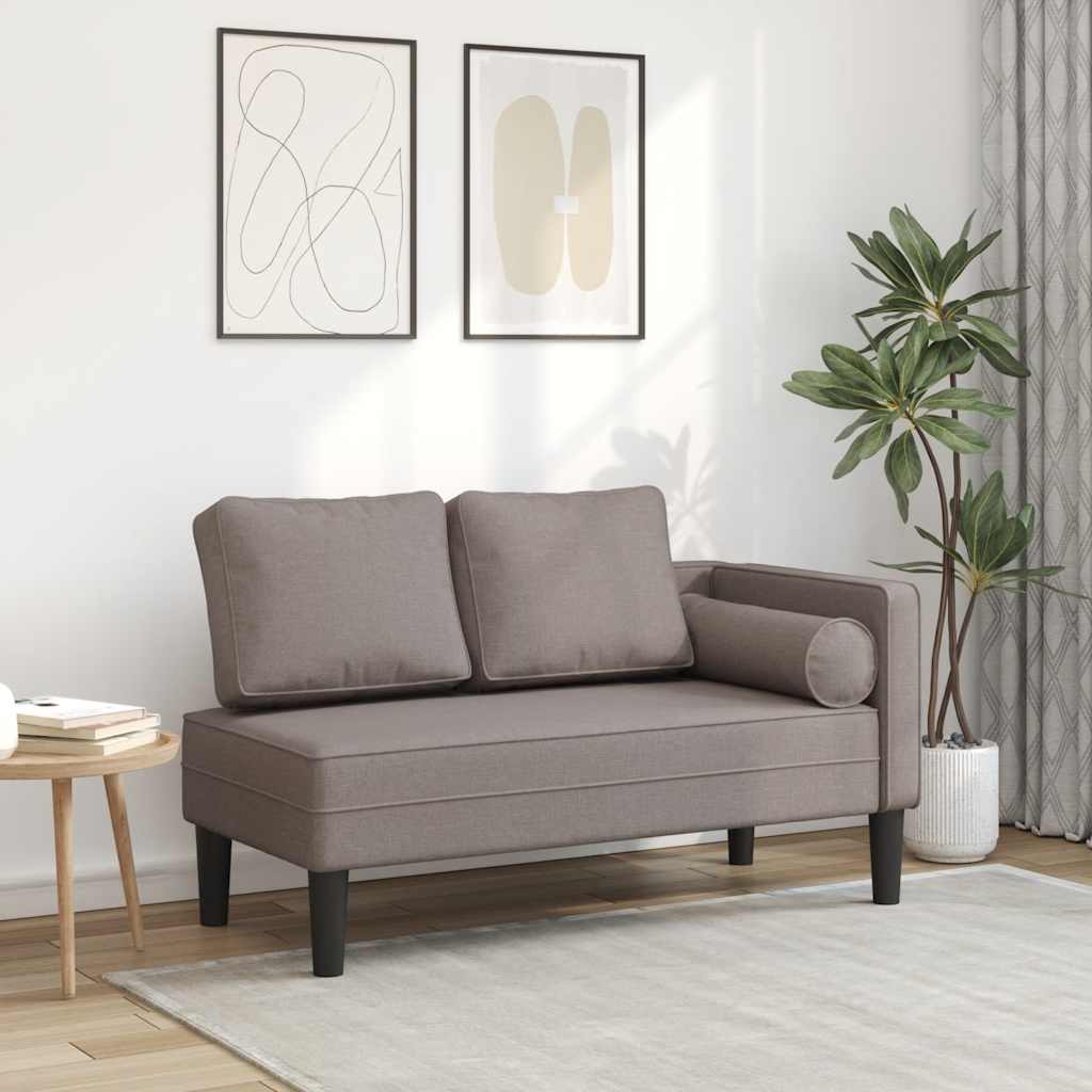 Chaise lounge com almofadões tecido cinzento-acastanhado wf211850
