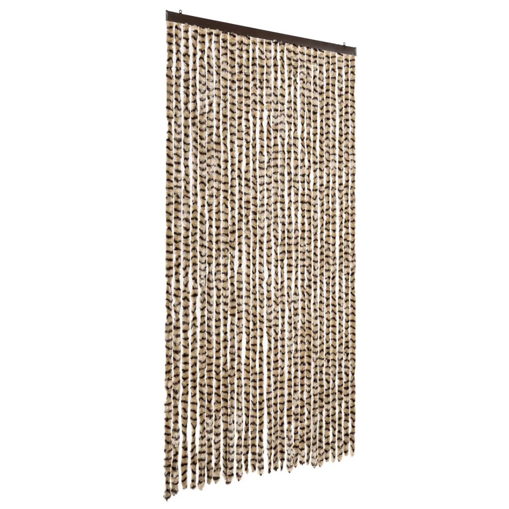Cortina anti-insetos 118x220 cm chenille bege e castanho