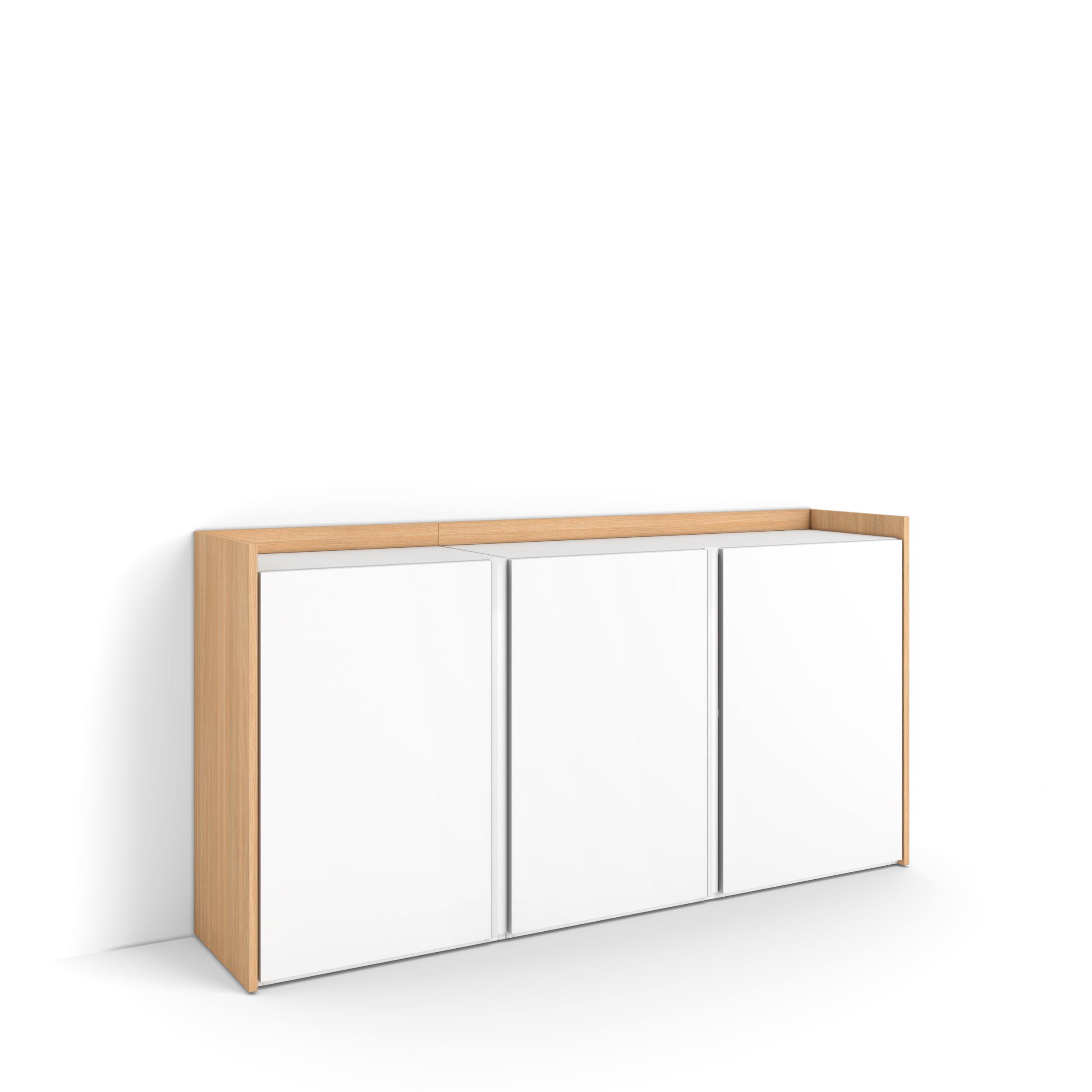 Aparador sala de jantar, 156x35x80cm, branco e carvalho soft rf4537