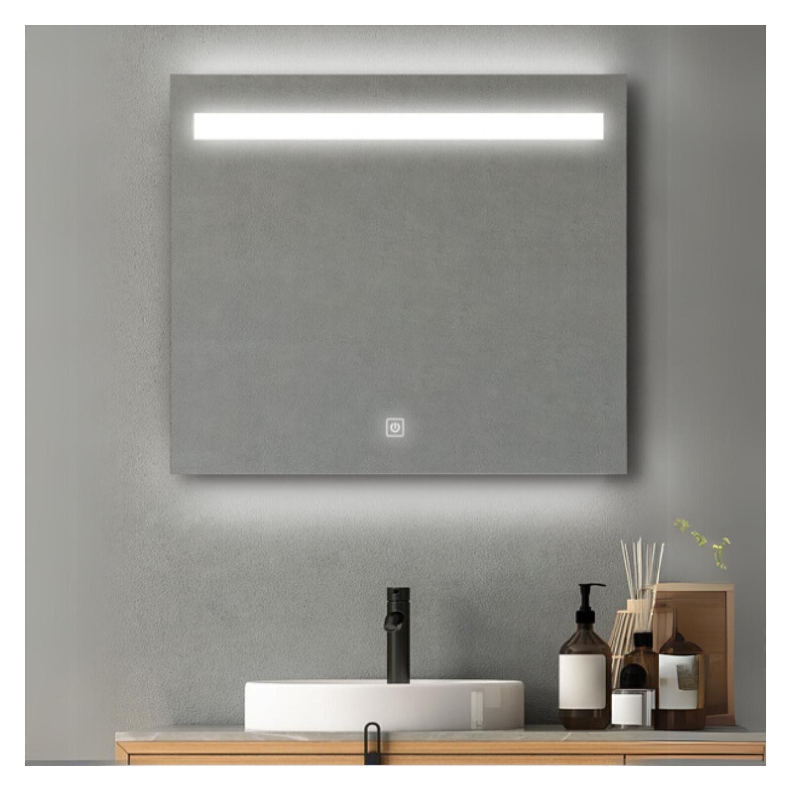 Espelho LED retangular l60/80cm de vidro prateado nova lux