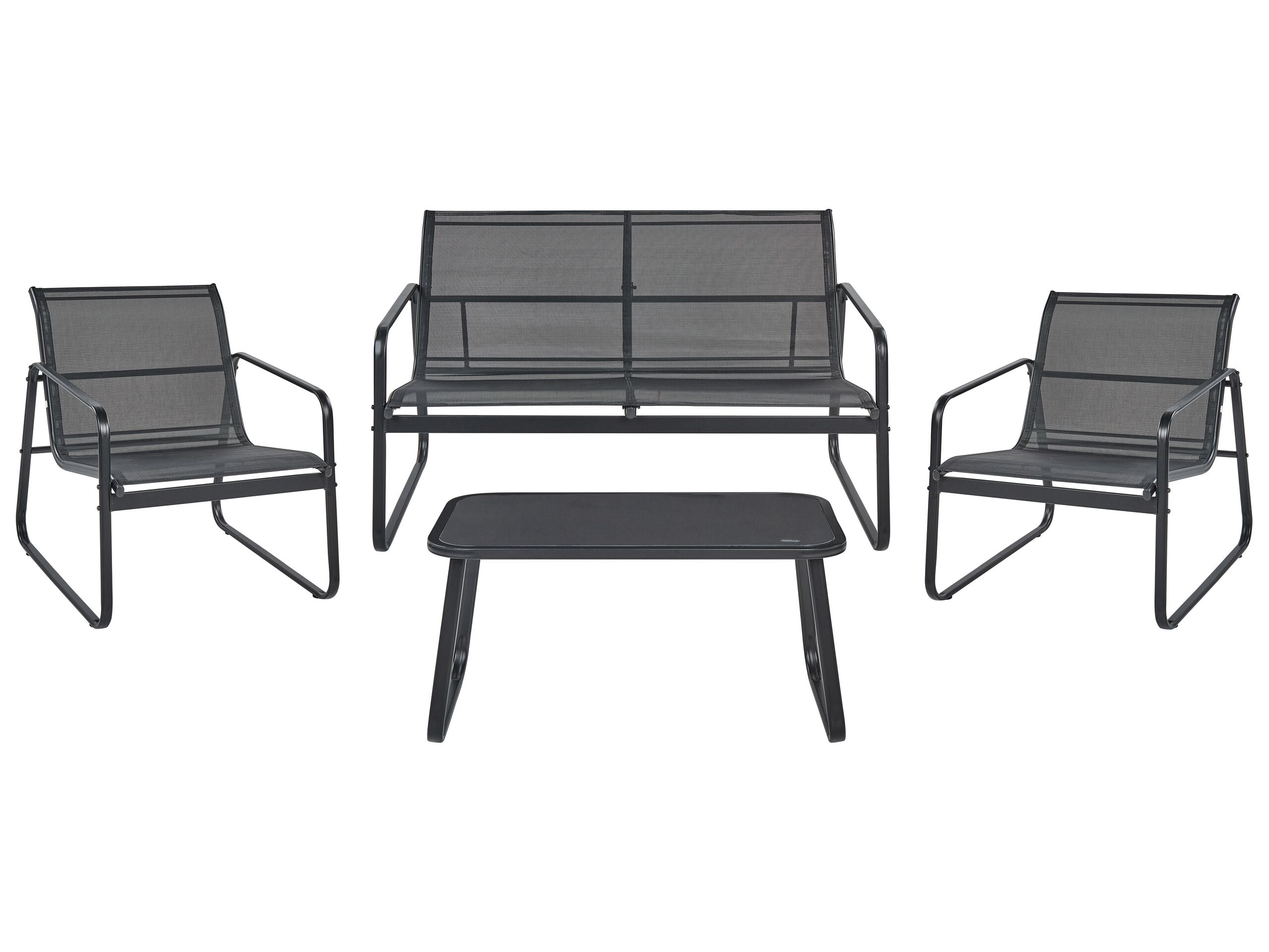 Conjunto de jardim com mesa 4 lugares barrea metal preto