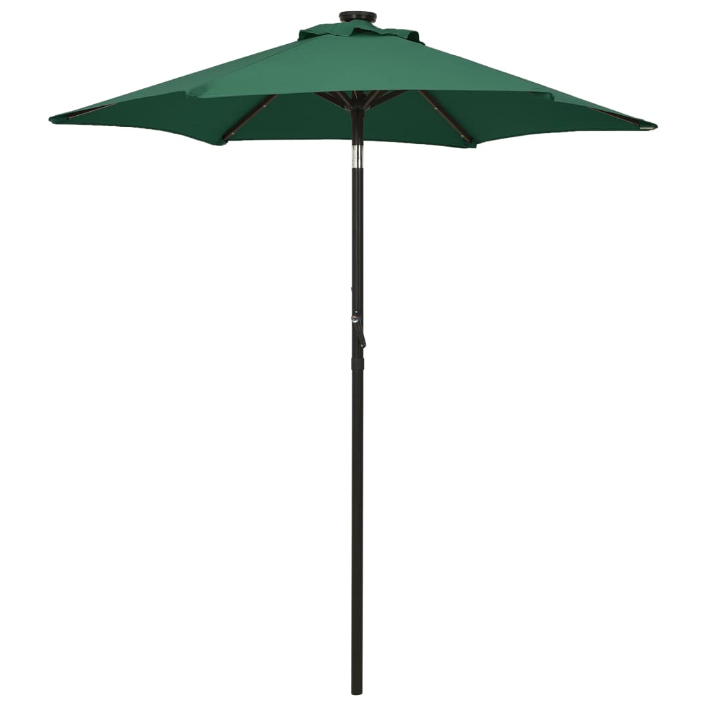 Guarda-sol de jardim com luzes LED 200x211 cm alumínio verde ergft6463