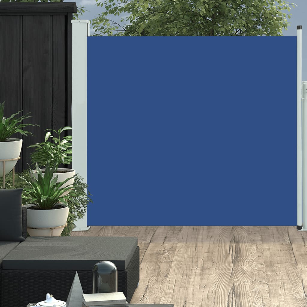 Toldo lateral retrátil para pátio 170x300 cm azul egw477693