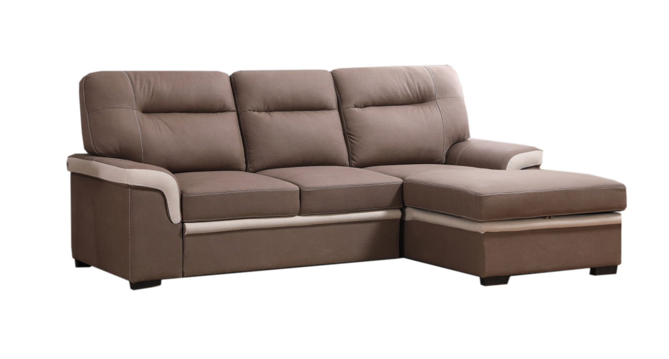 Sofá-camachaise longue old farrar 255cm bege, chaise direita