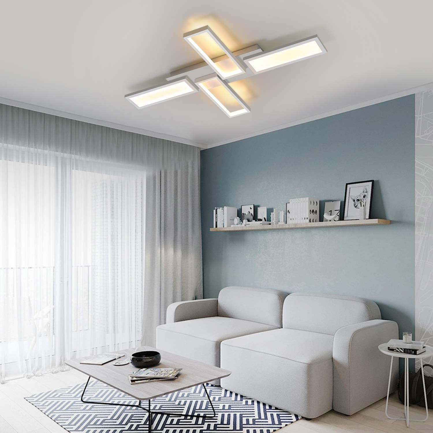 Nettlife LED luz de teto sala estar lâmpada branca regulável 58w 82.7cm