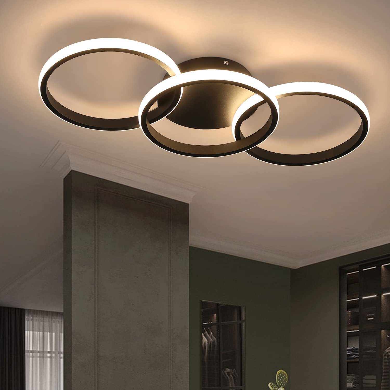 Nettlife moderna luz de teto LED preta redonda com branco quente 36w