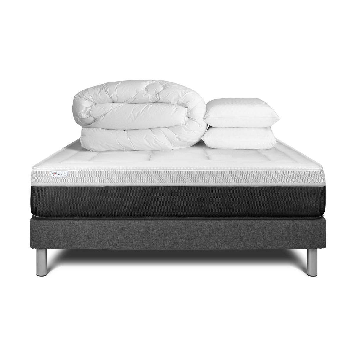 Conjunto completo de cama - colchão 200x200 cm + estrado de molas com ripas