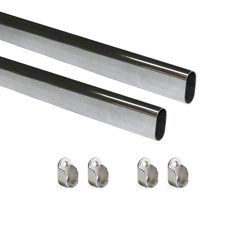 Emuca lote de 2 calhas de armário ovais 30x15mm comprimento 0,75m com