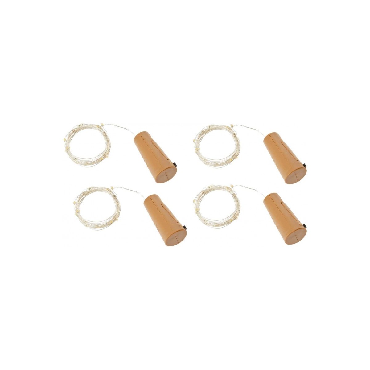 4x rolha de garrafa 20 LEDs com guirlanda LED 2m, branco 3000k