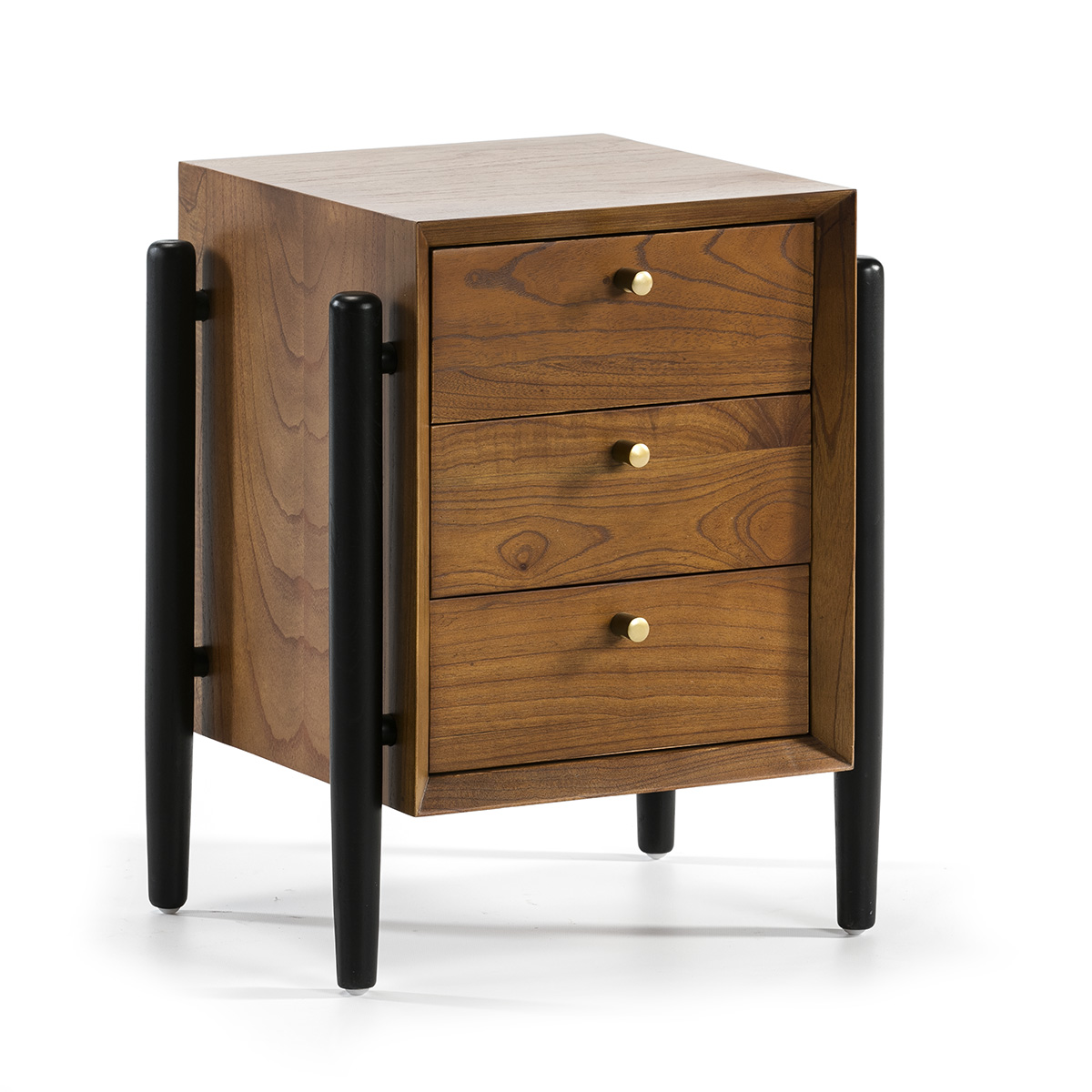 Mesa de cabeceira 50x40x61 em madeira mindi marrom, preta