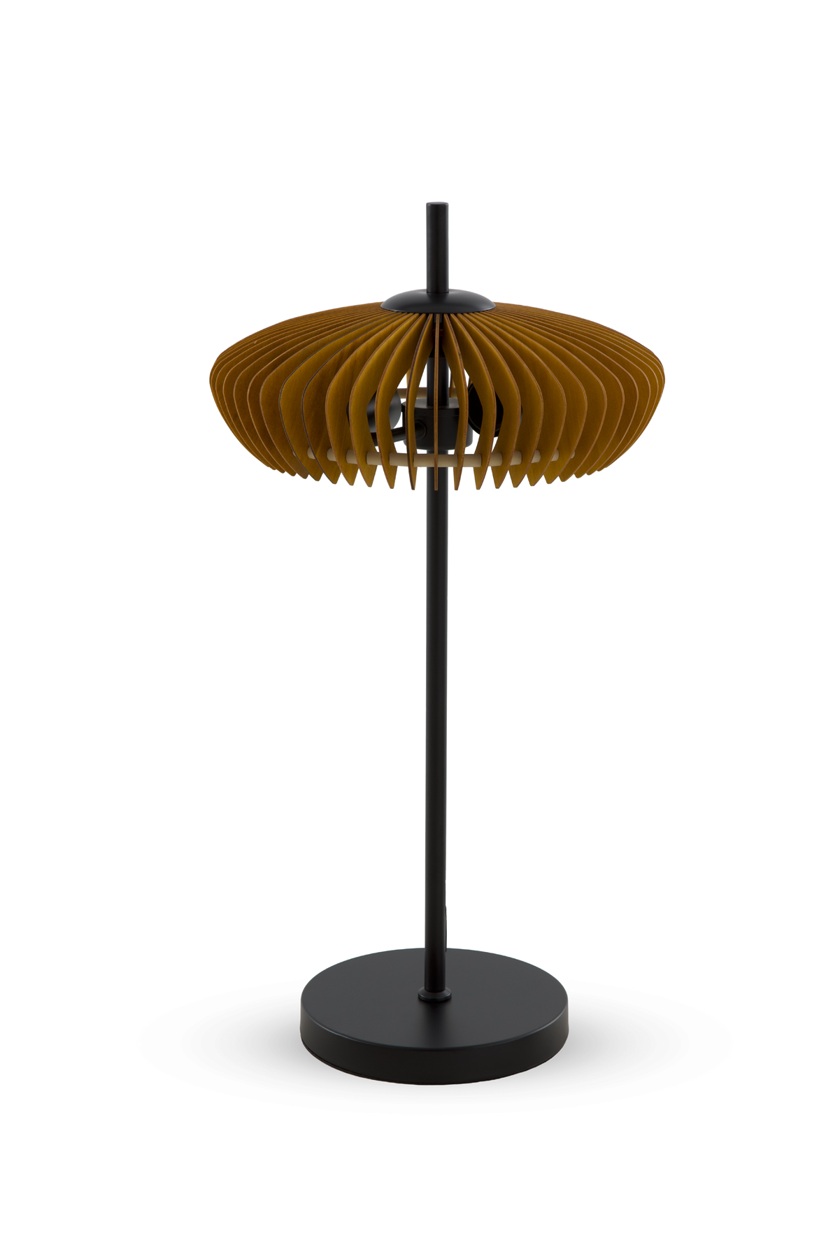 Abajur de mesa em madeira compensada cor mel com preto, 33x33x60cm