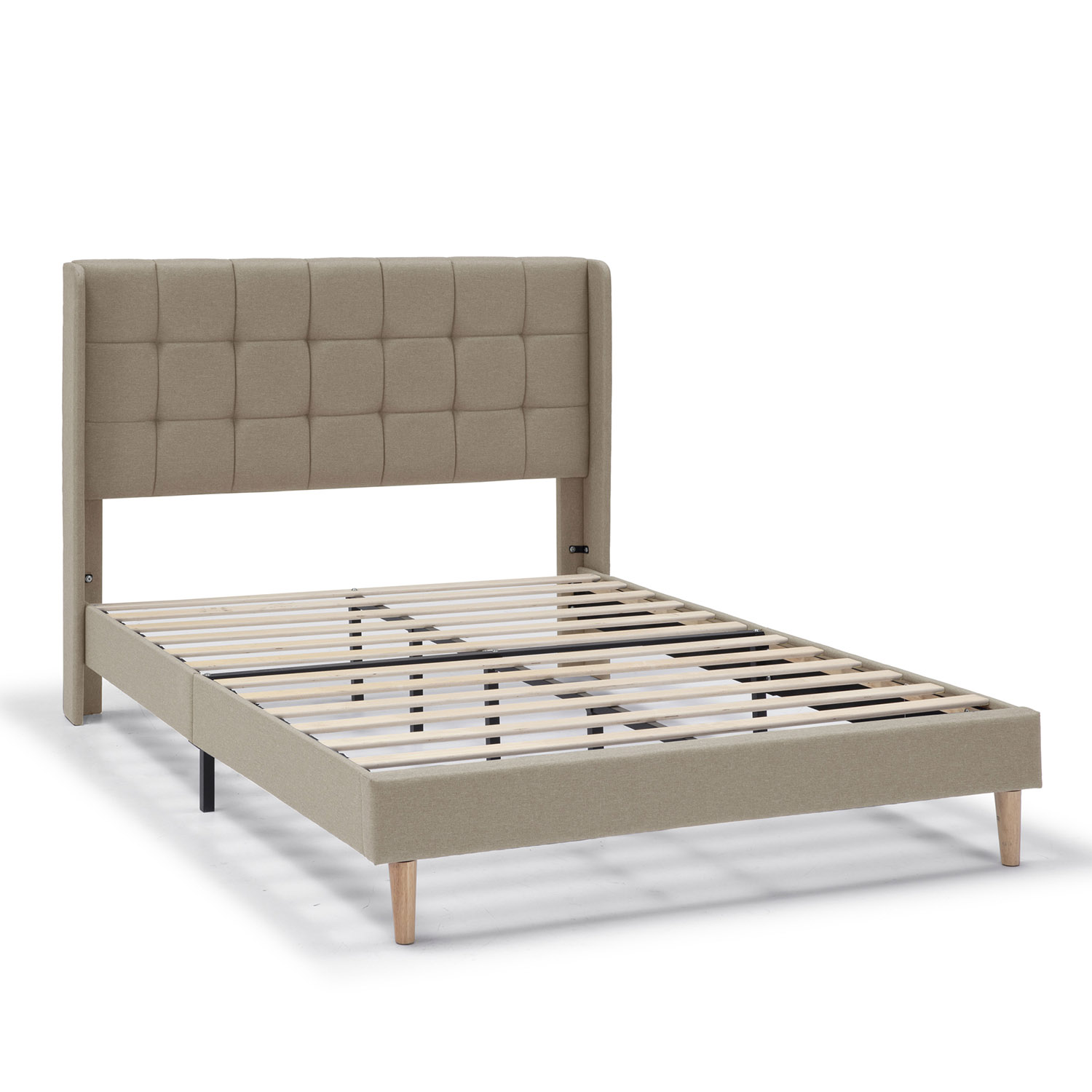 Cama estofada esther de 30 cm, 150x190 cm, bege