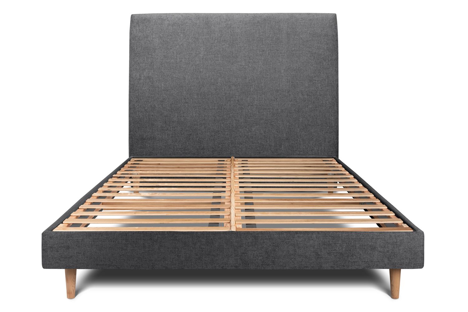 Cama 150x190 cm com cabeceira estofada - tecido tela fosca - preto