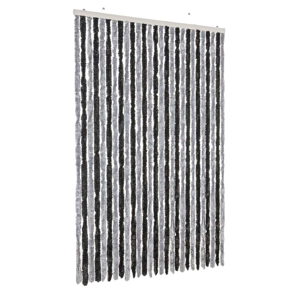 Cortina anti-insetos 118x220 cm chenille cinzento e preto