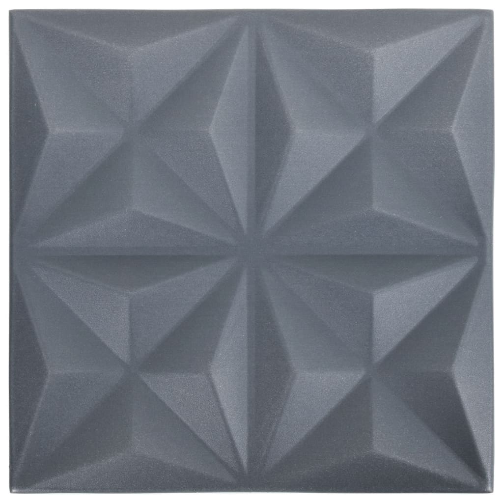vidaXL paneles de pared 3d 12 unidades gris origami 3 m² 50x50 cm
