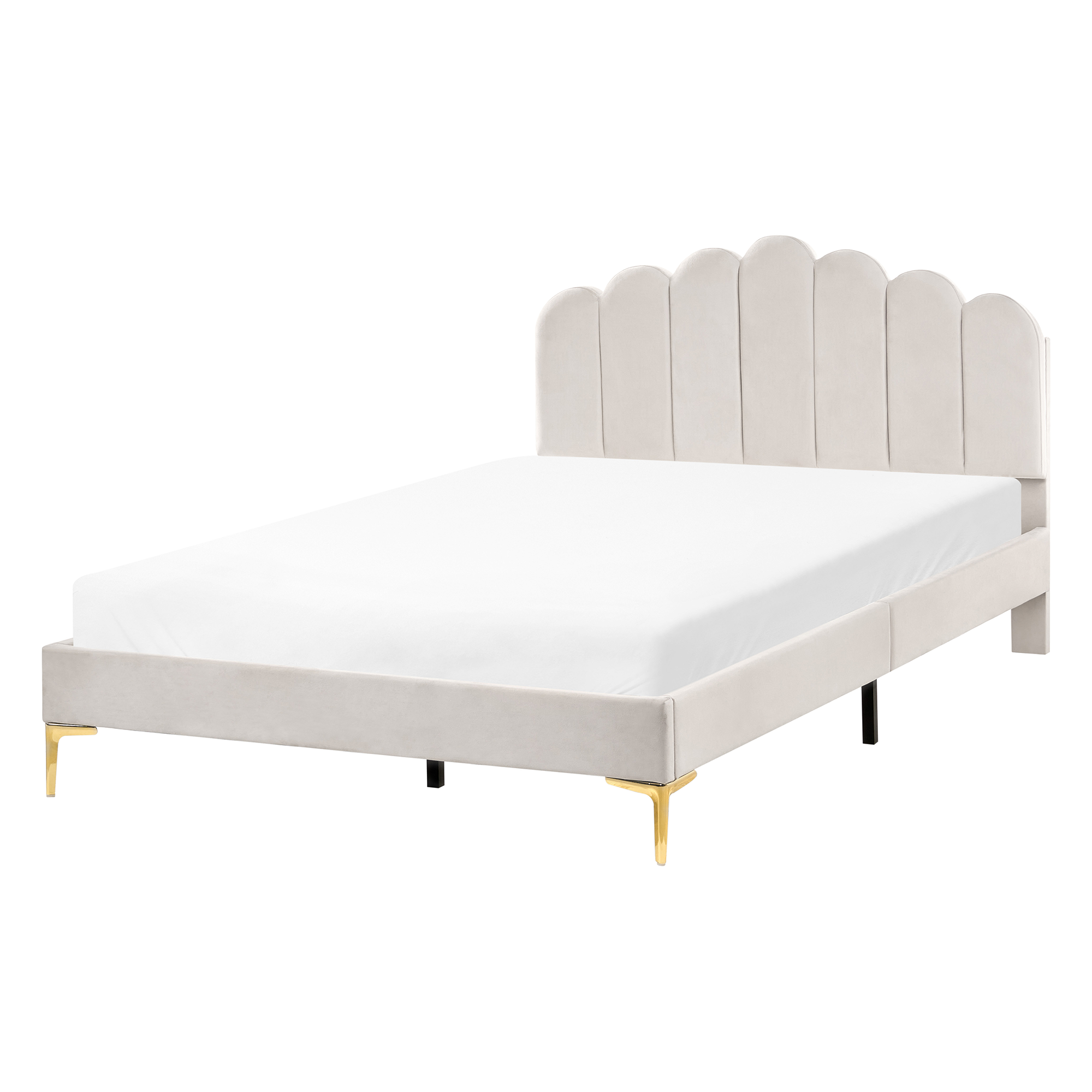 Cama veludo sauvian 140 x 200 cm branco creme