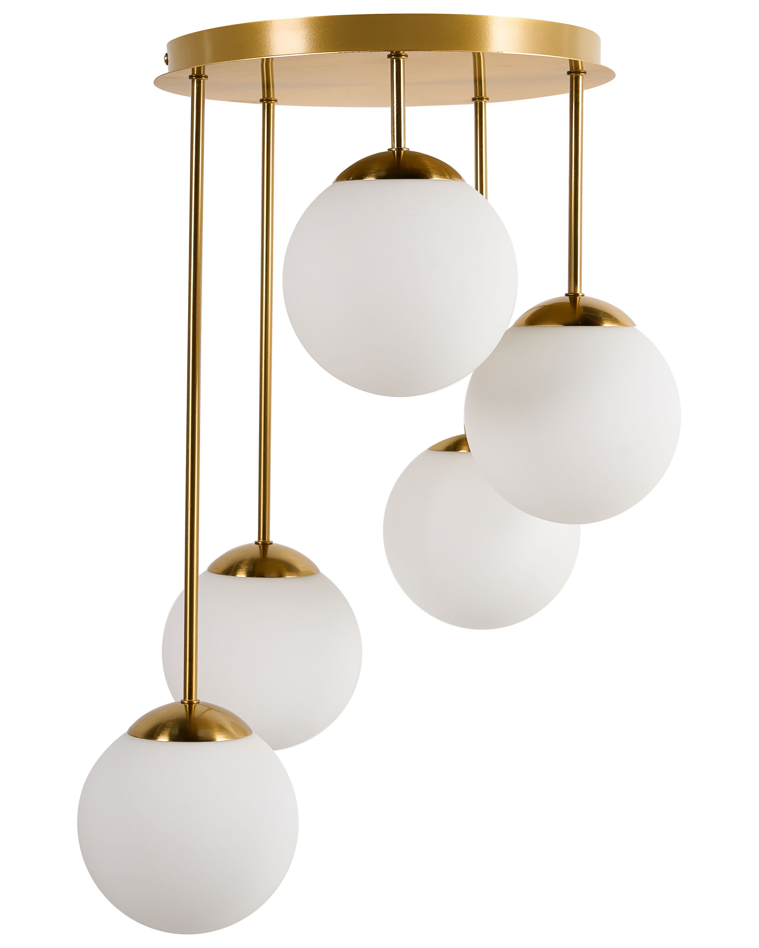 Candeeiro suspenso com 5 luzes riana metal latão