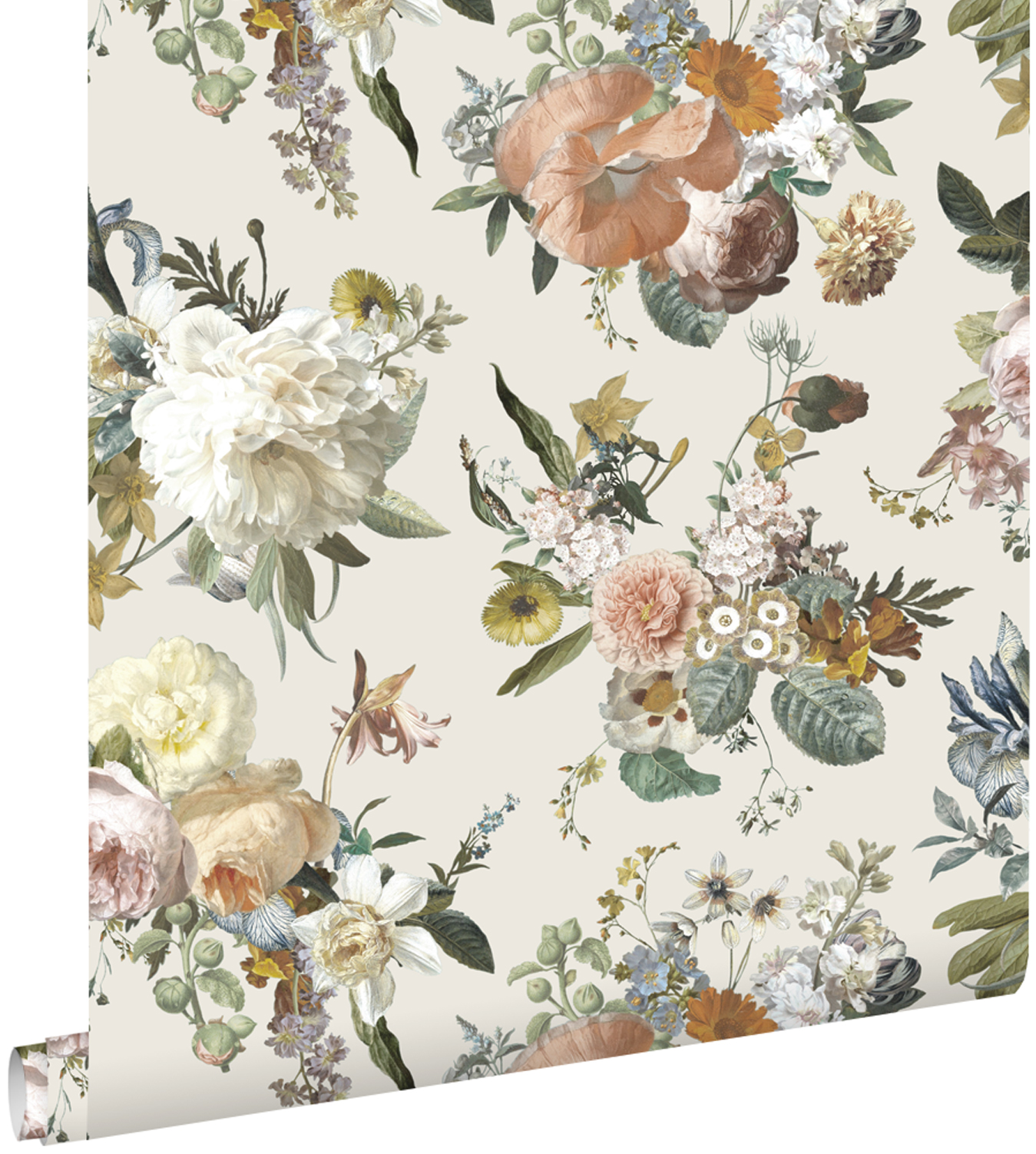 Estahome papel de parede flores vintage bege 53 cm x 10.05 m