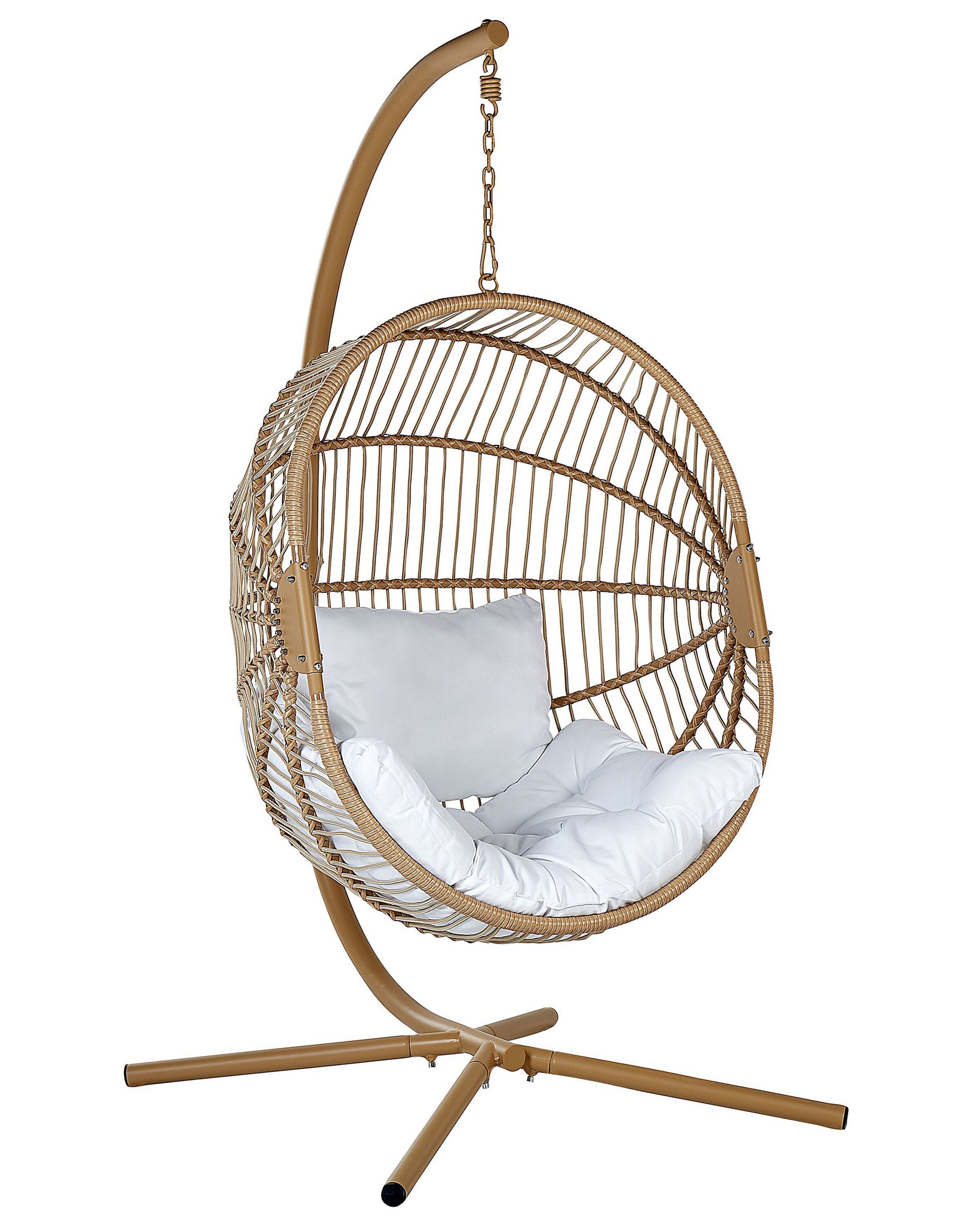 Cadeira suspensa com suporte acri rattan sintético creme