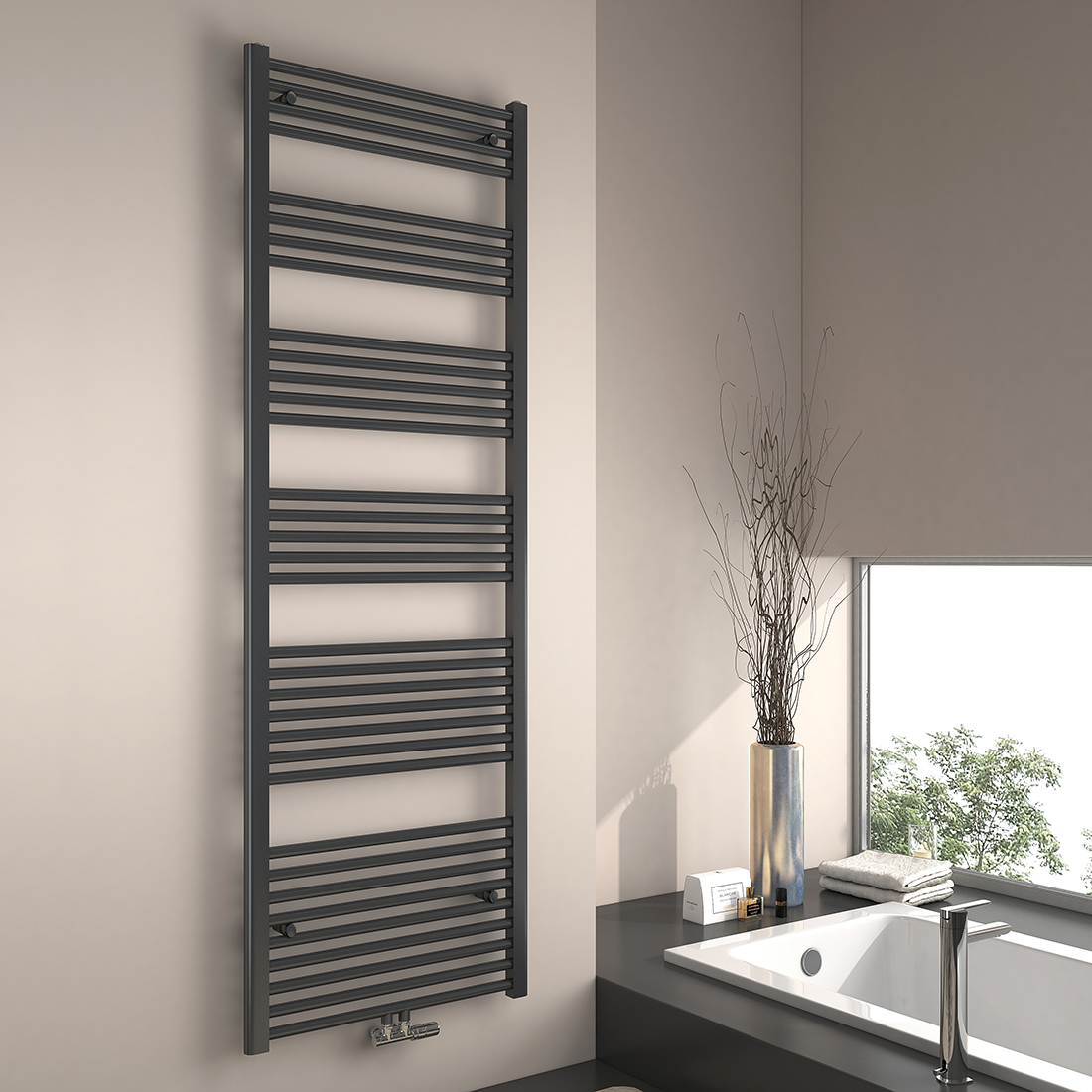 Emke toalheiro água quente antracite 180x60 cm, 860 w