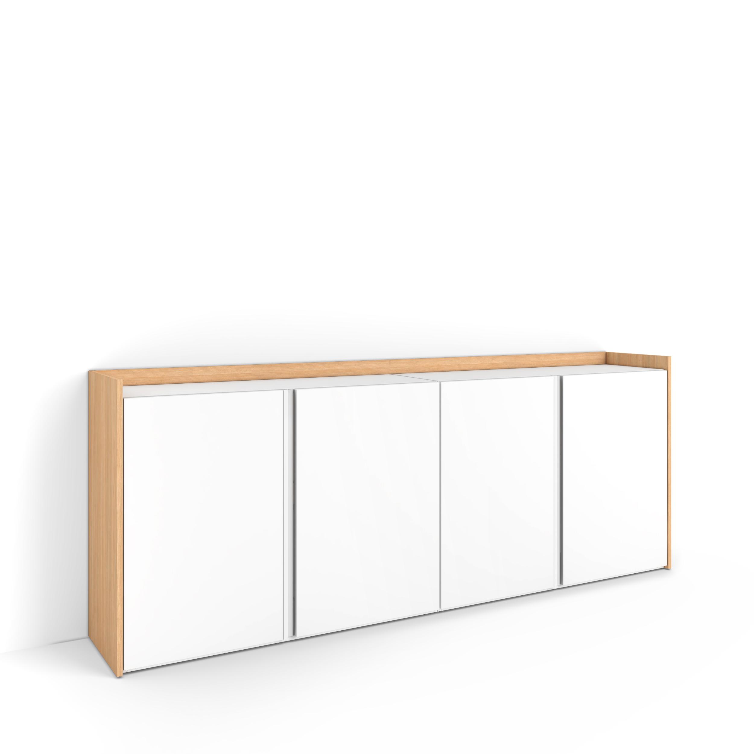 Aparador sala de jantar, 207x35x80cm, branco e carvalho soft rf4535