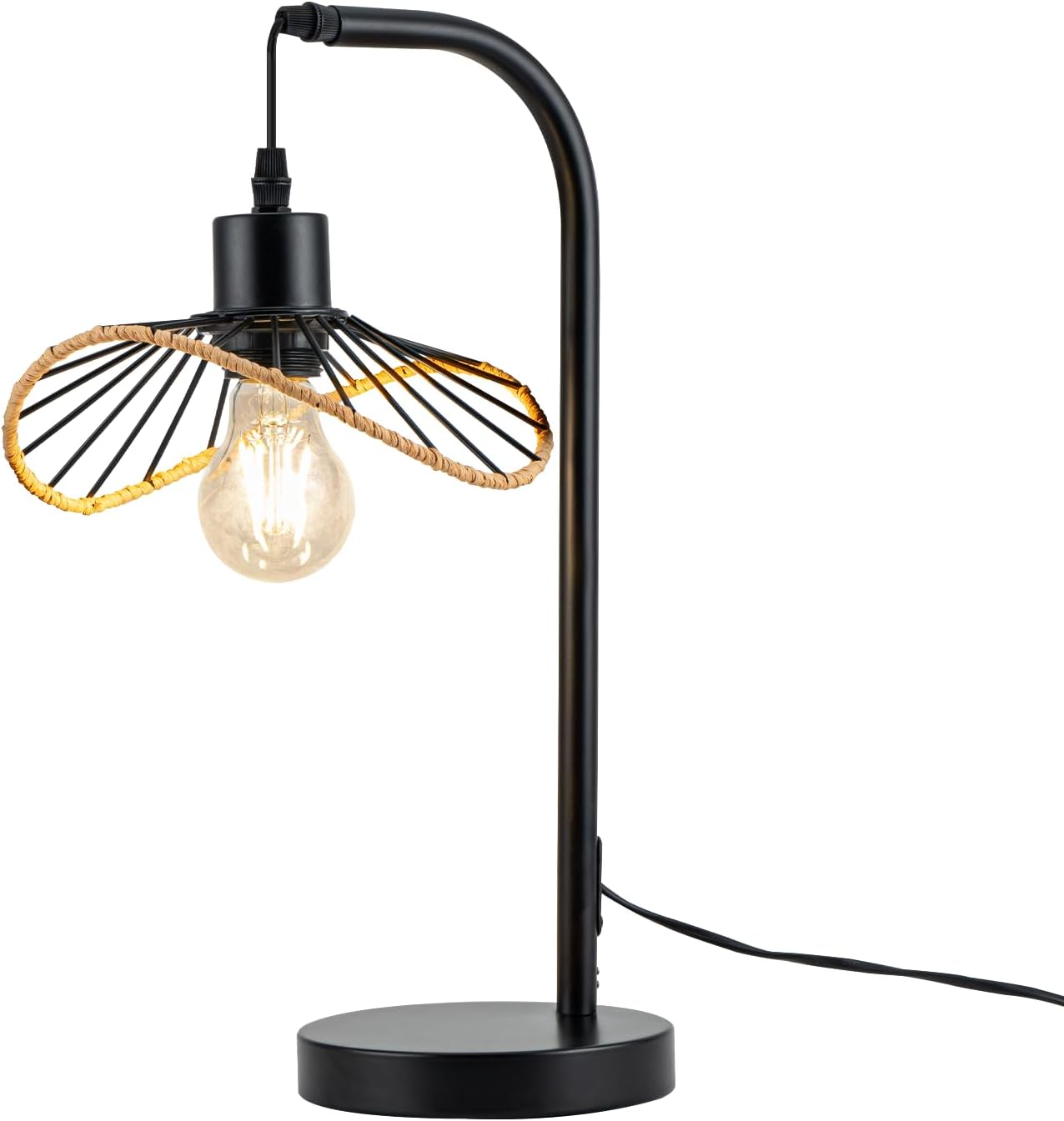 Nettlife candeeiro mesa vintage E27 metal preto retro (s/lâmpada)