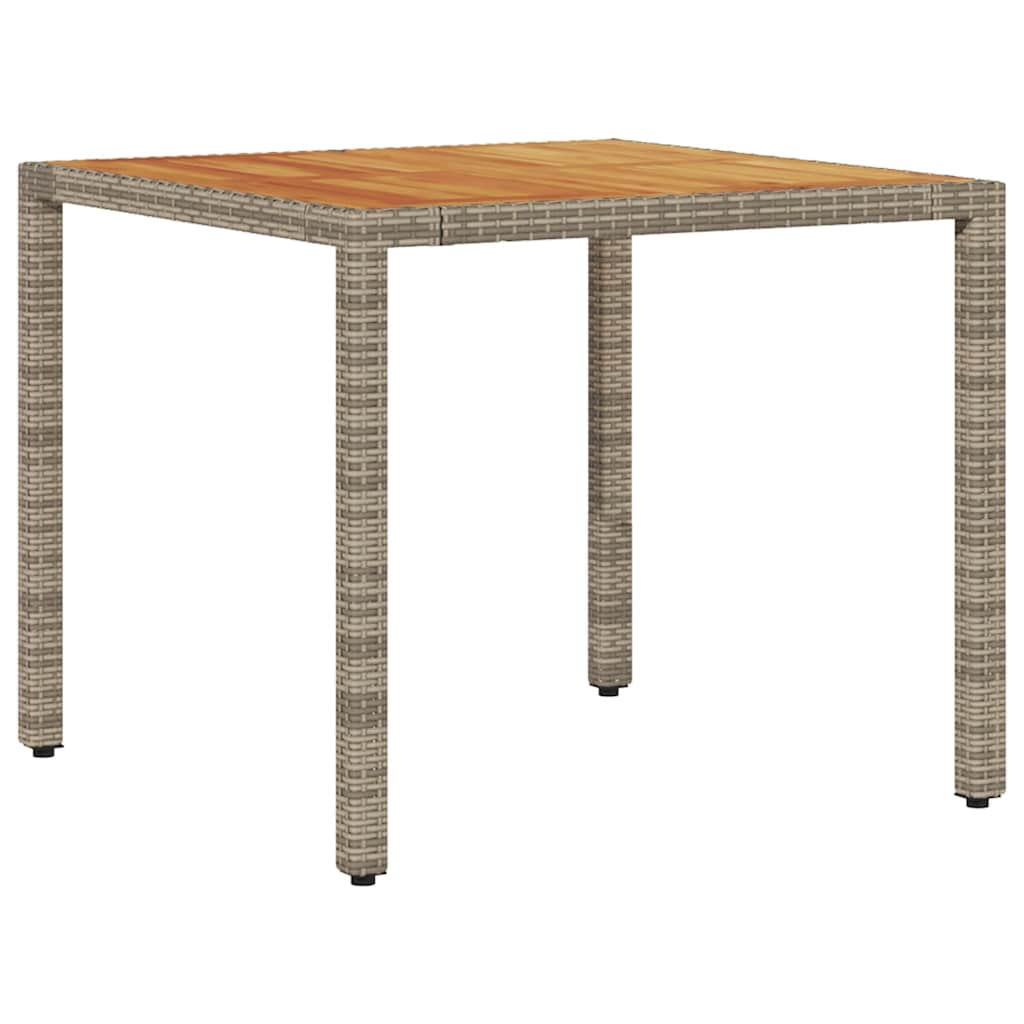 Mesa de jardim com tampo de madeira de acácia vime pe cinzento