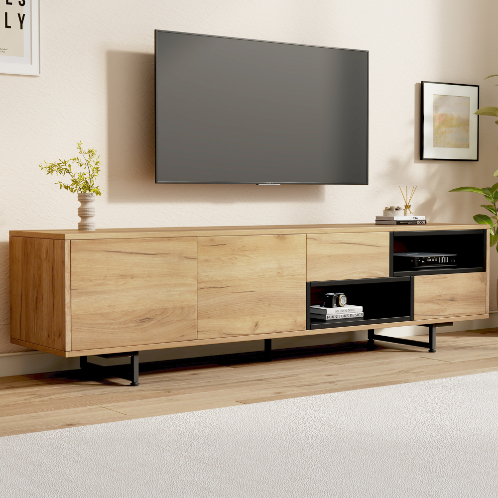 Móvel de tv com 2 portas 2 gavetas madeira 48x173x38cm