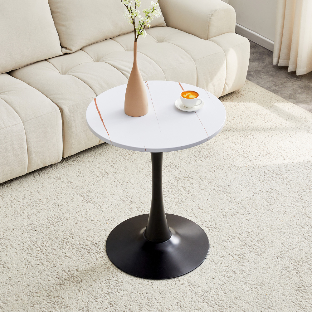 Mesa de centro redonda mdf branco e preto 72x60x60cm
