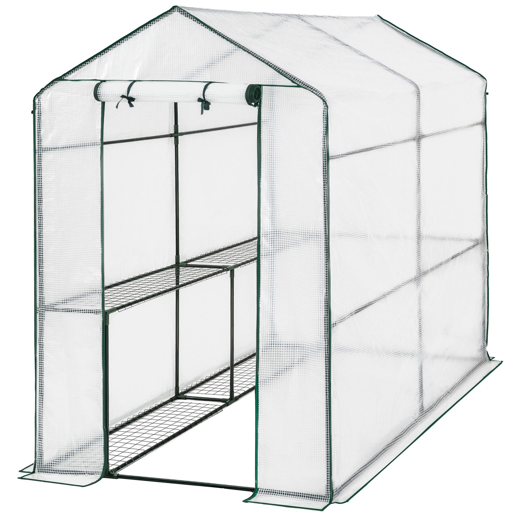 Tectake estufacobertura,4 prateleiras,malha arame,186x120x190,branco