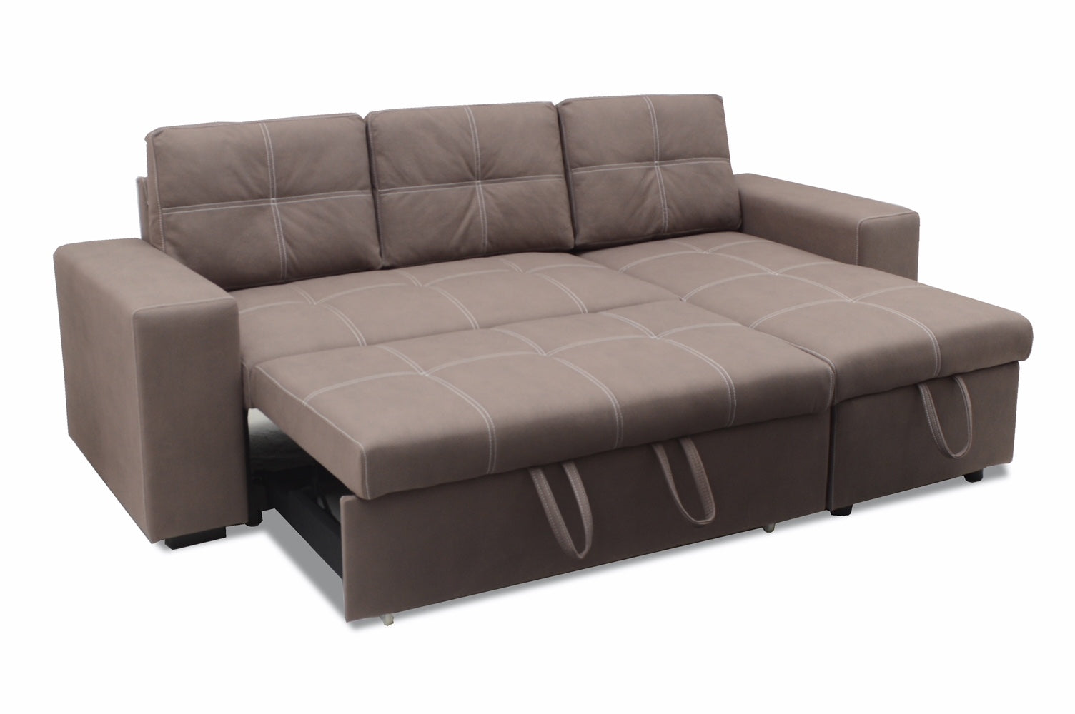 Sofá-cama chaise longue flex, bege 246cm
