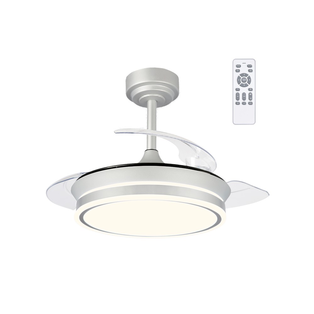 Ventoinha de teto pequeno retrátil com luz LED 46w pearl mini cinza 3cct