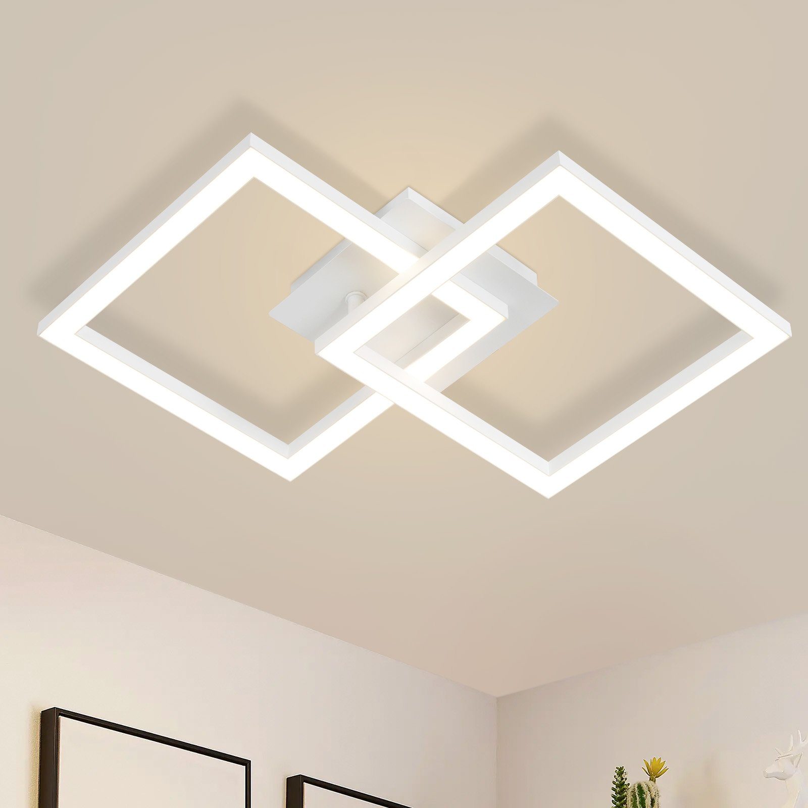 Plafon LED preto geométrico nettlife 24w, iluminação de teto e quarto