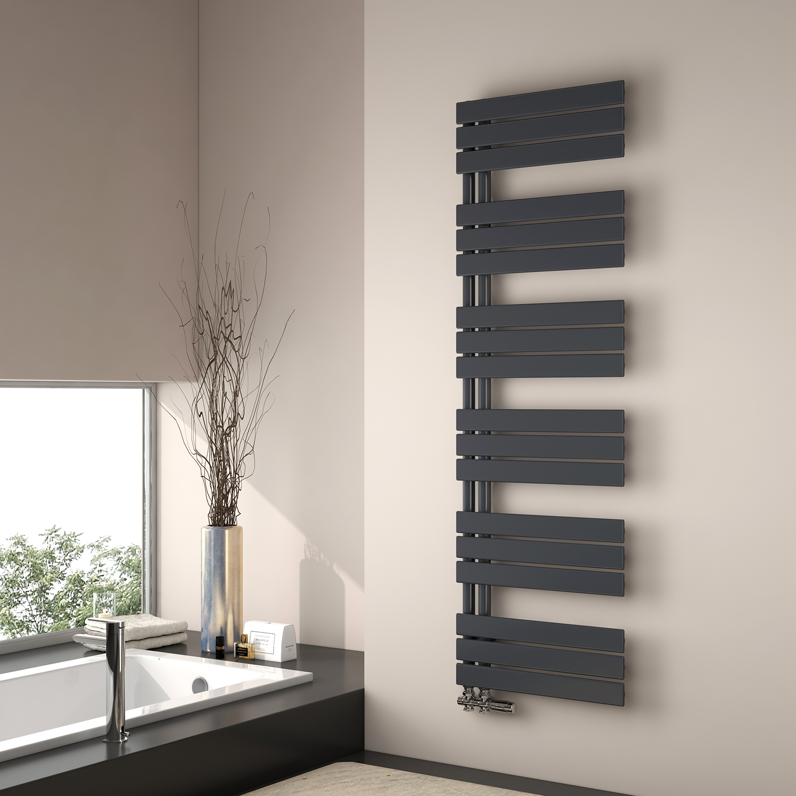 Emke radiador toalheiro água quente 160x50cm, antracite, painel plano