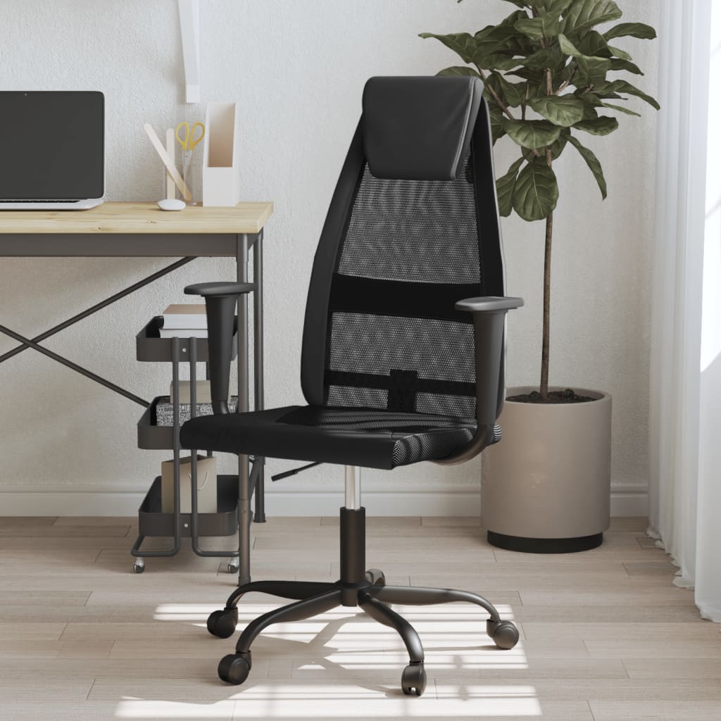 Cadeira escritório tecido malha/couro art. Regulável preto wf640494