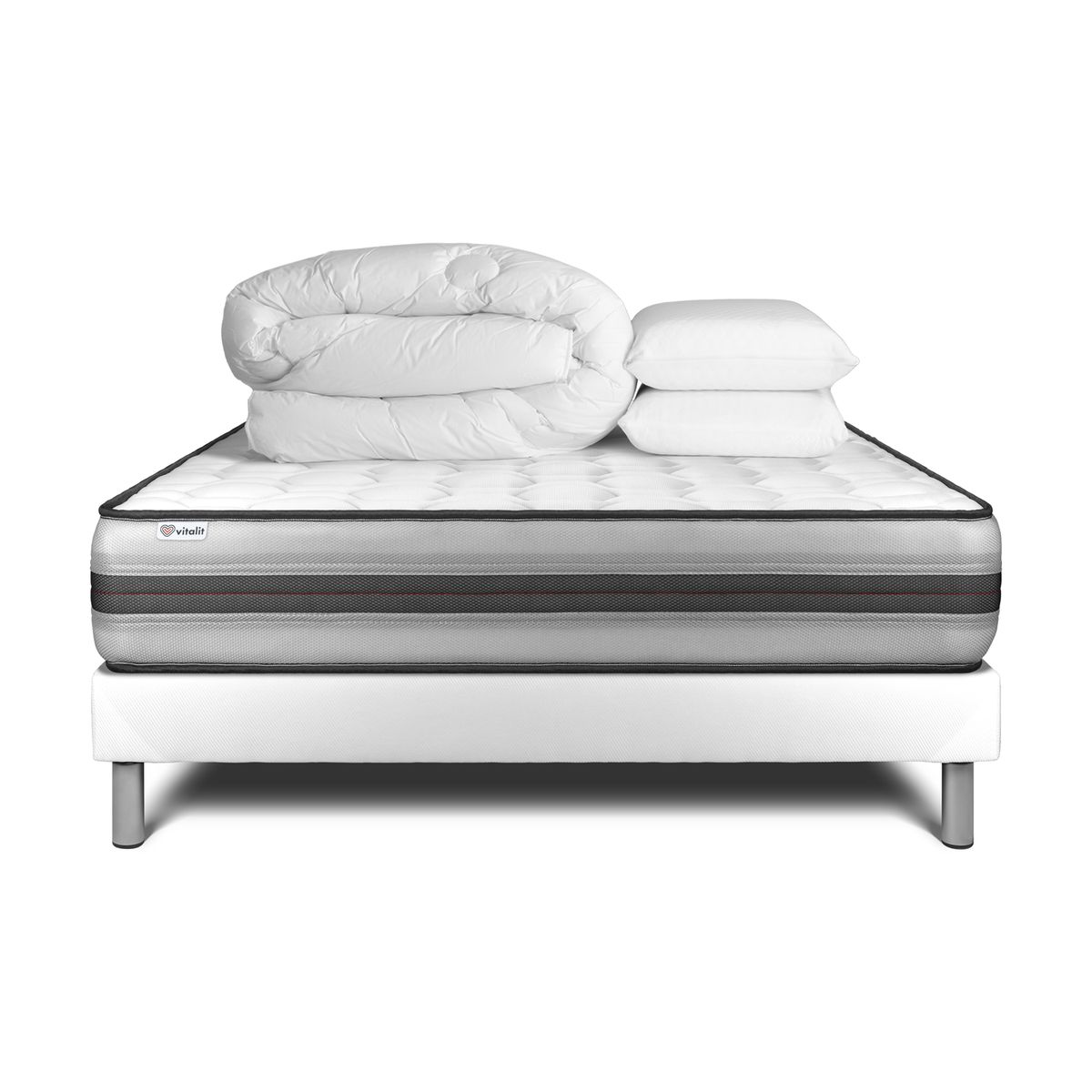Conjunto completo de cama - colchão 200x200 cm + estrado de molas com ripas