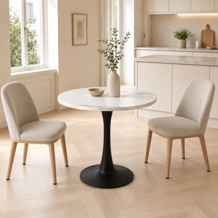 Mesa de jantar redonda para 2 a 4 pessoas branco 80cm