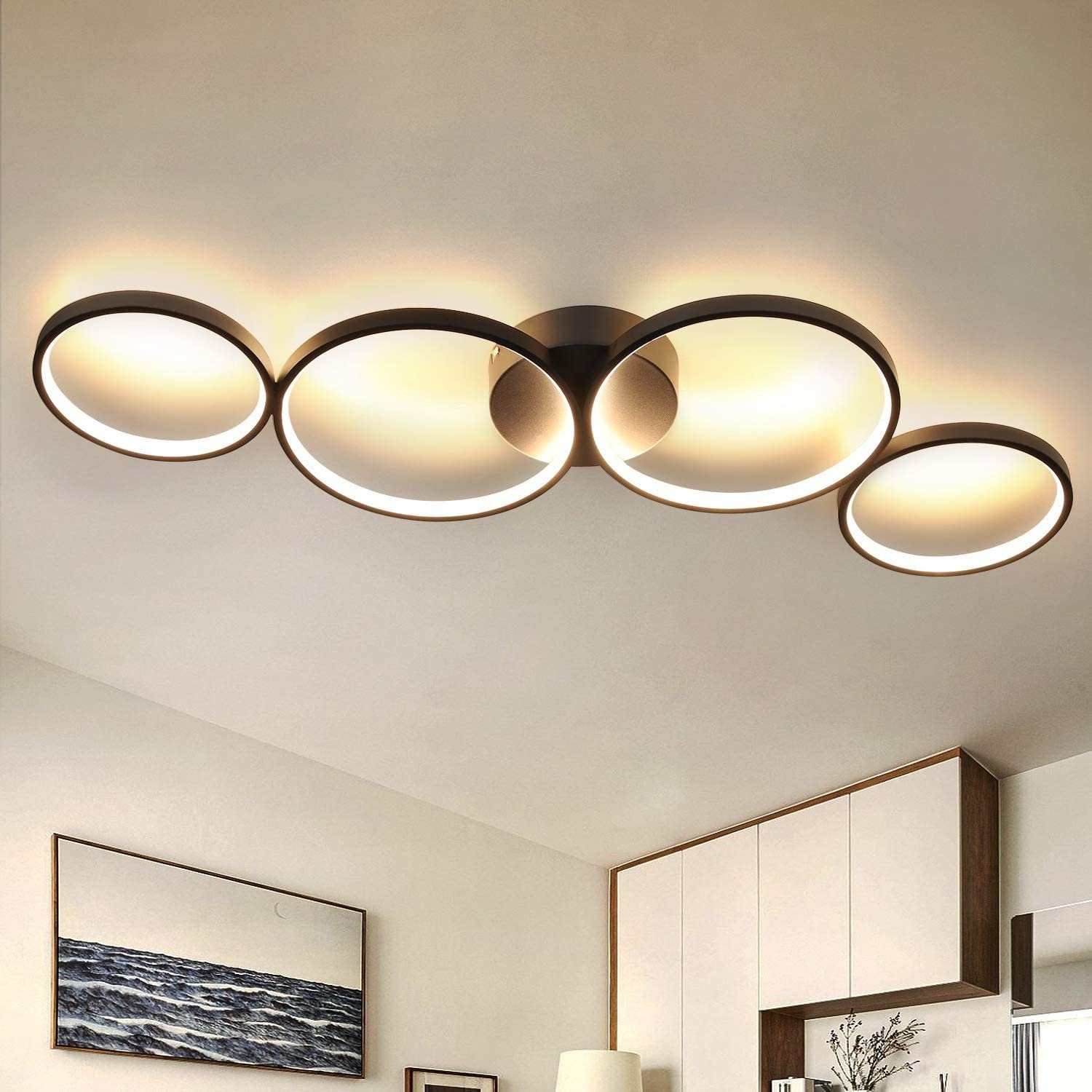 Nettlife LED luz de teto 37w 3000k branco quente moderno anel redondo