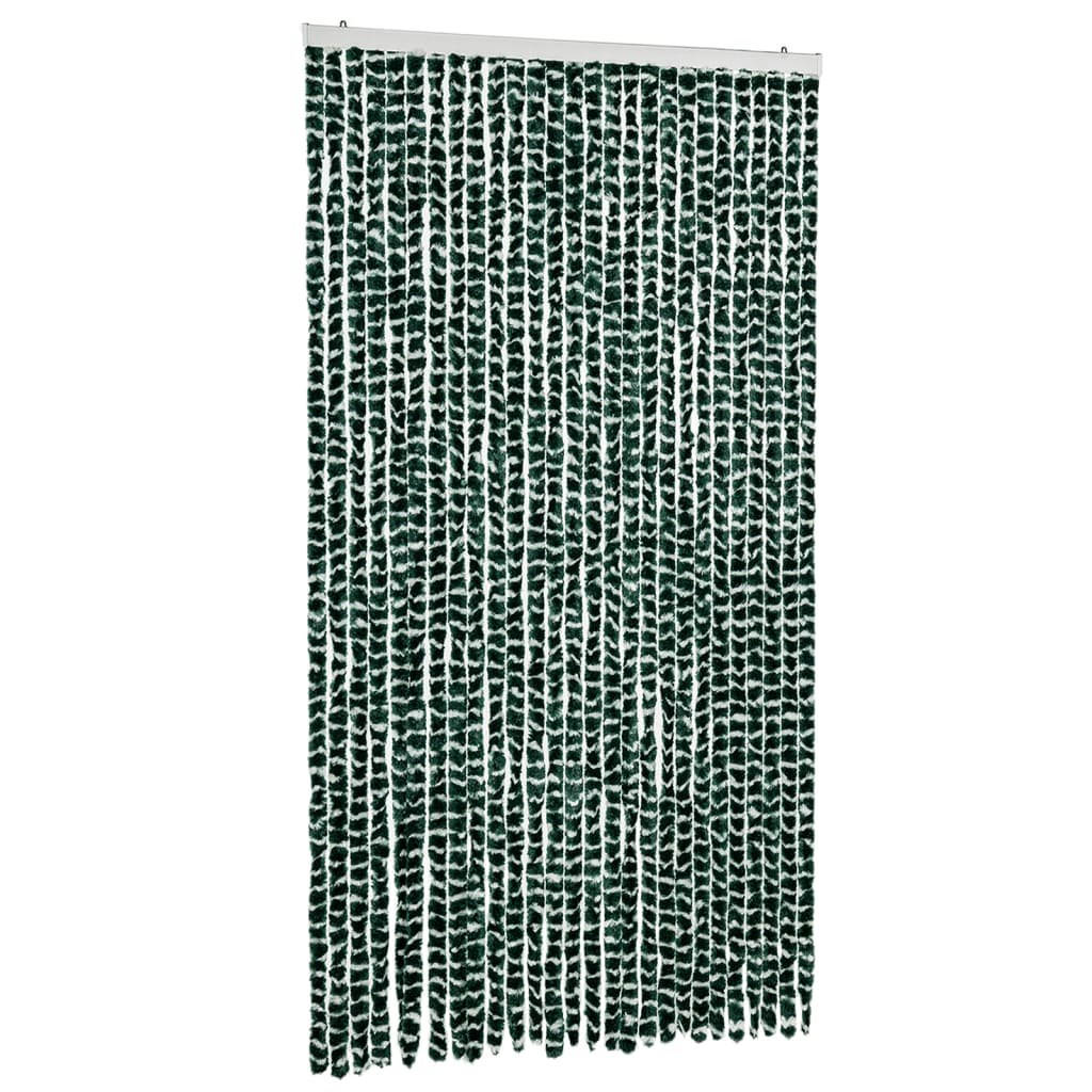 Cortina anti-insetos 118x220 cm chenille verde e branco