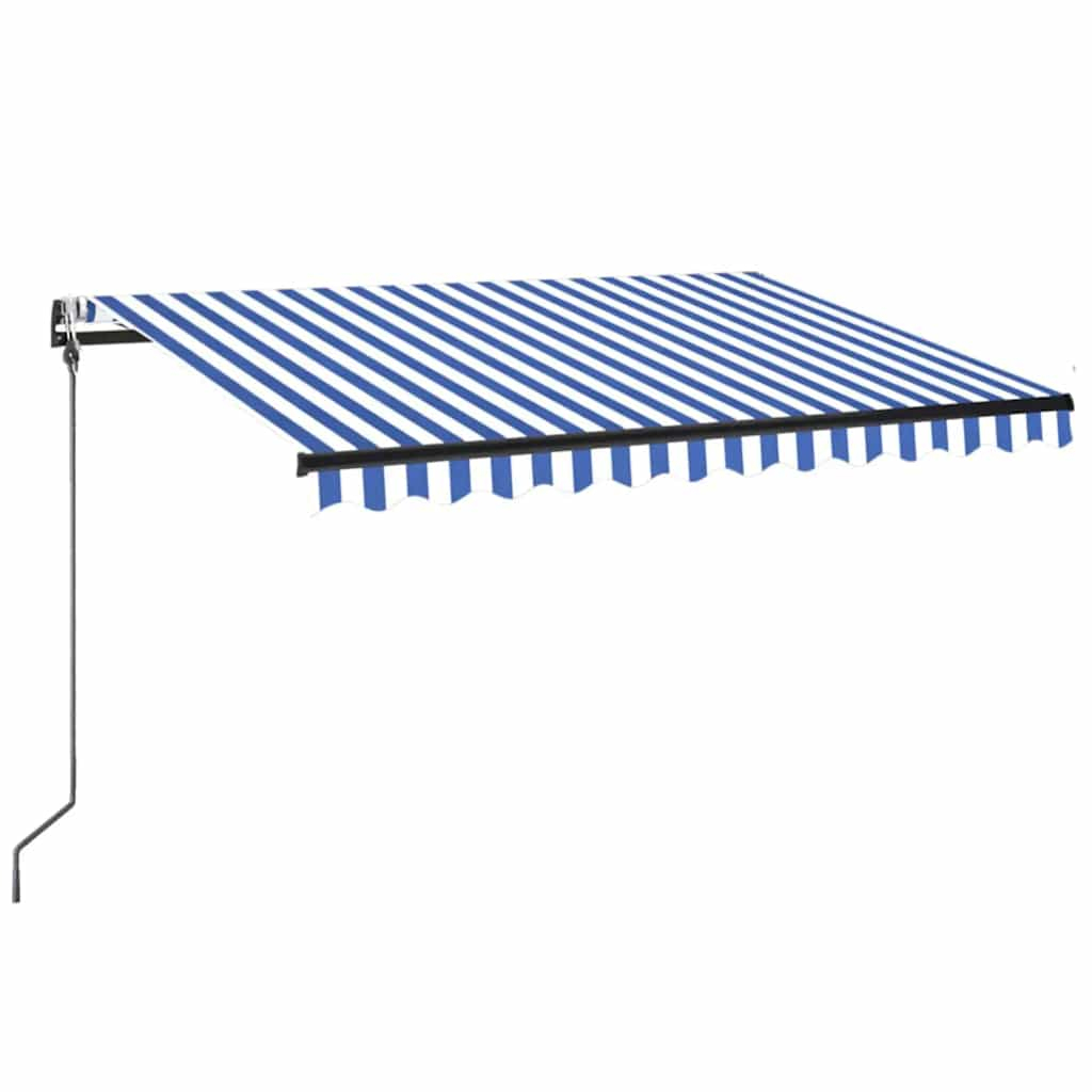 Toldo automático LED e sensor de vento 350x250 cm azul e branco