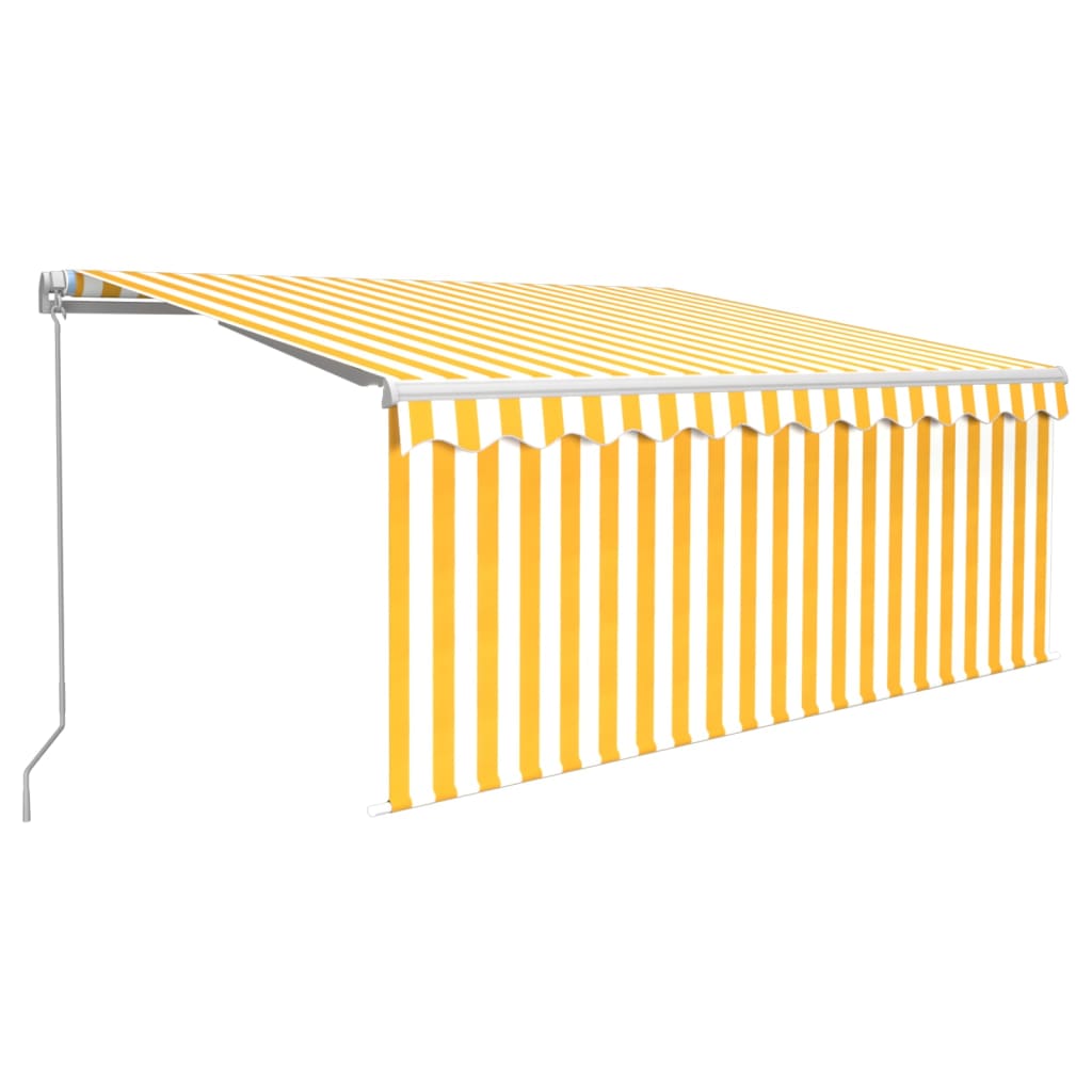 vidaXL toldo retráctil manual con persiana amarillo y blanco 3,5x2,5 m