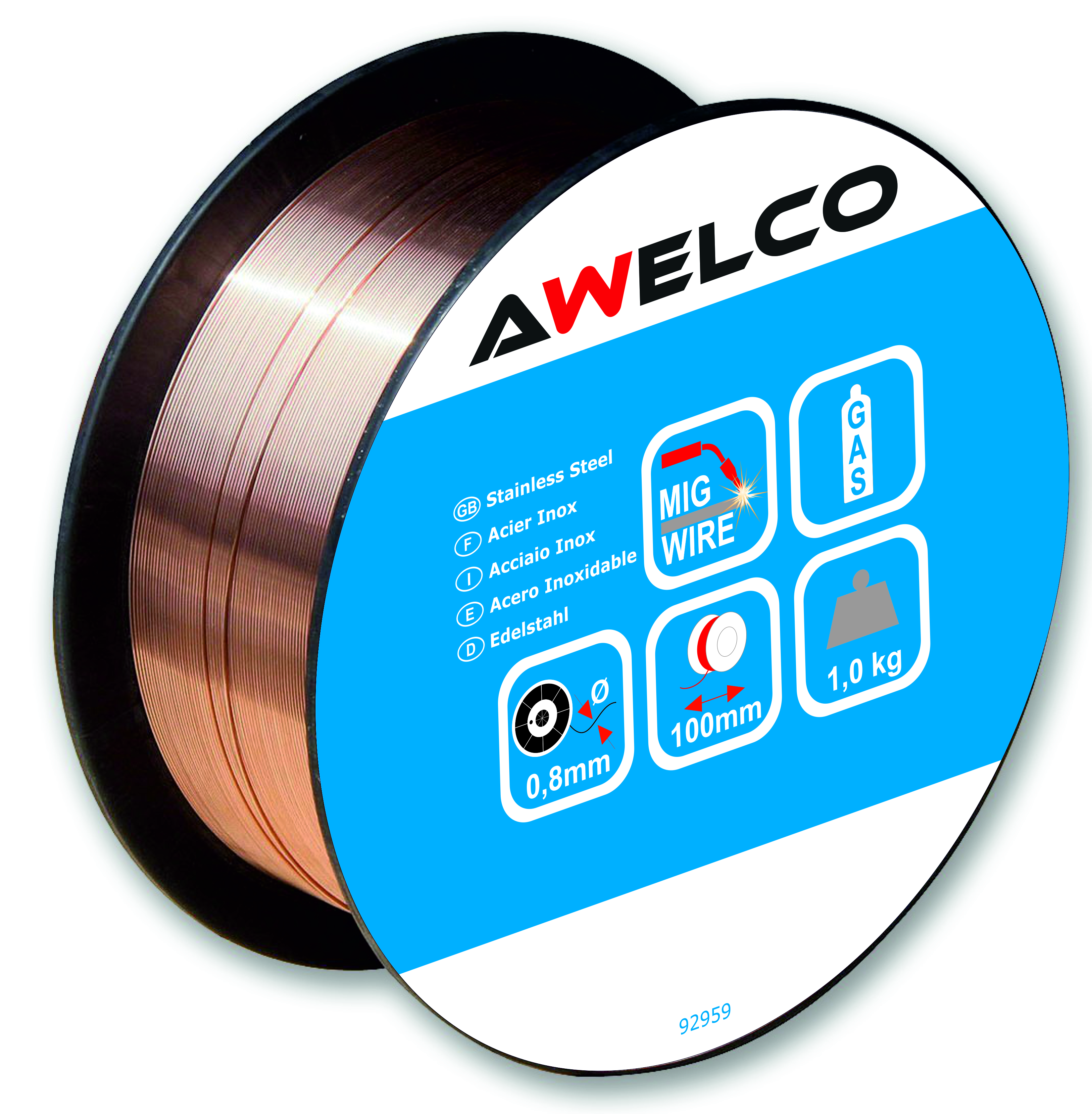 Fio 0,8 mm 1,0 kg inox Awelco