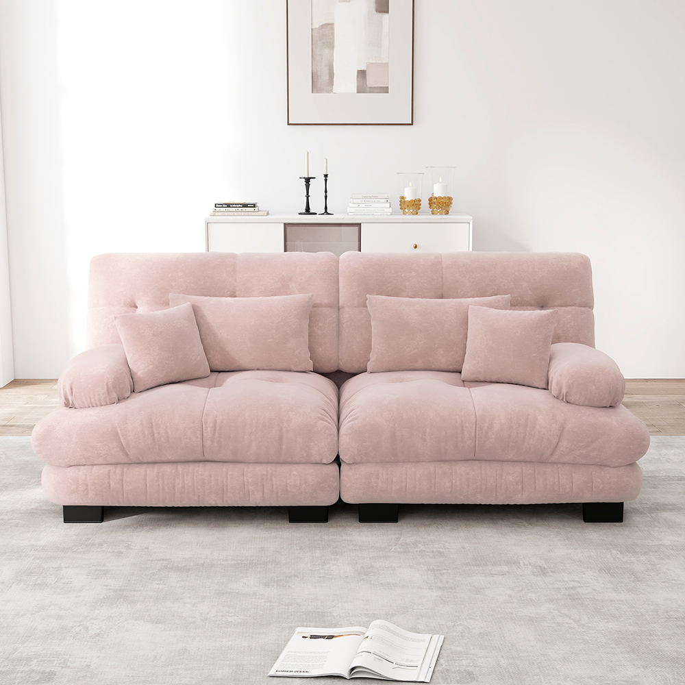 Komhtom, sofá, chenille, estrutura em madeira maciça, rosa