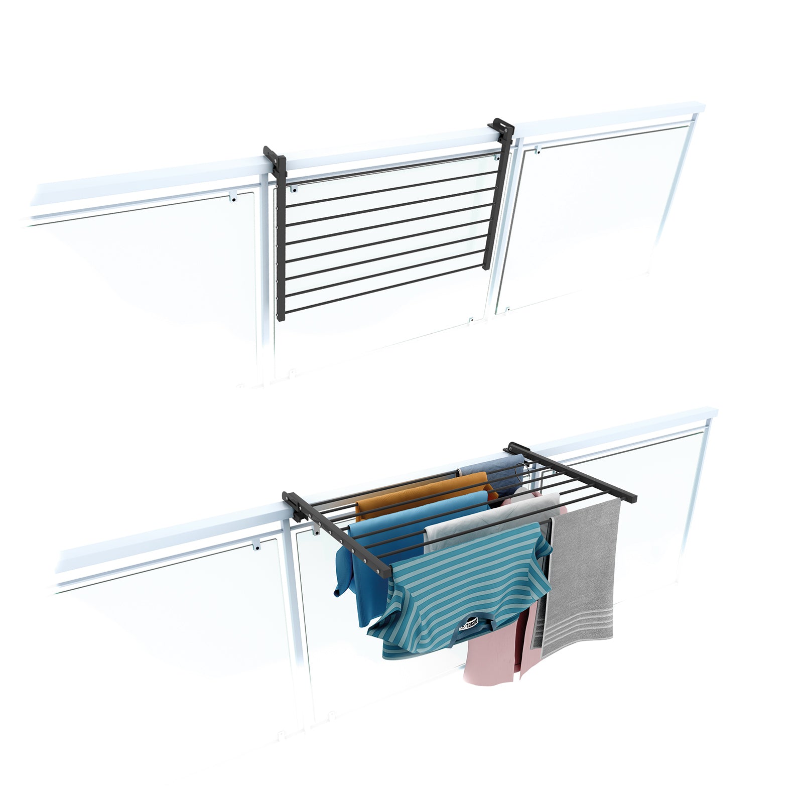 Estendal reclinável para varanda 82 cm, foxydry duo antracite