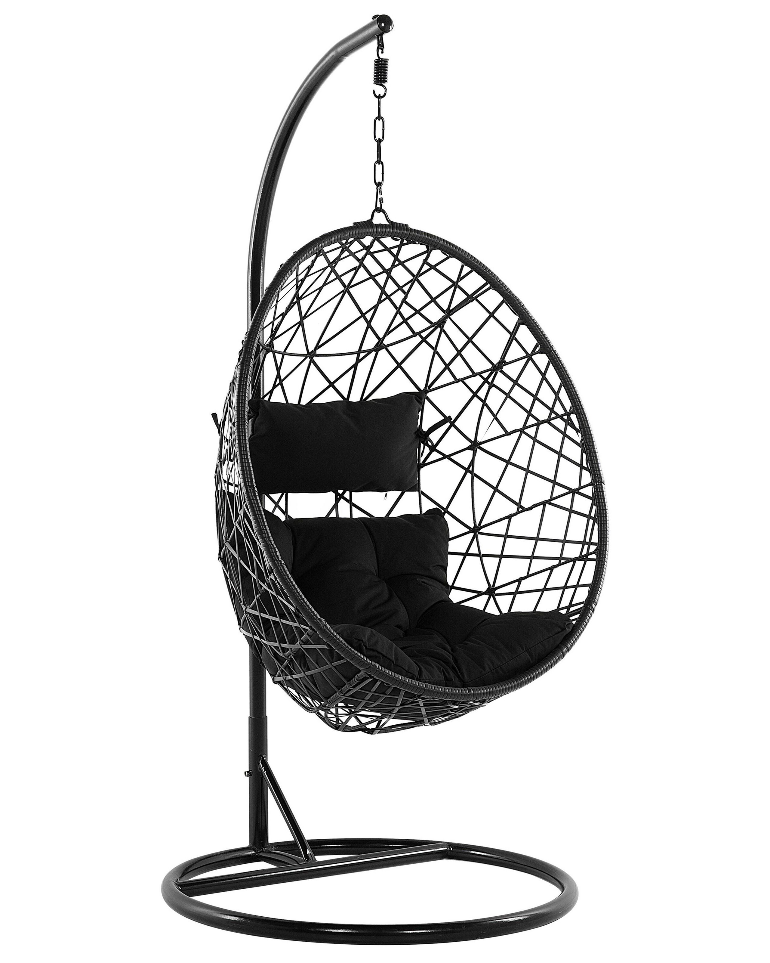 Cadeira suspensa com suporte alatri rattan sintético preto