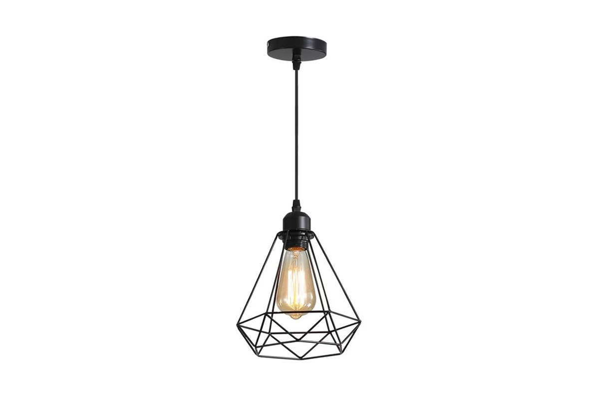 Candeeiro suspenso jabrey de design moderno em metal preto, 20,5 x 25 cm