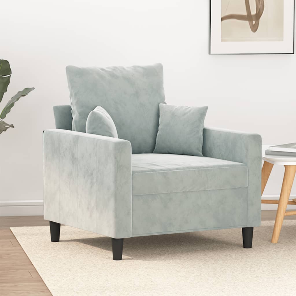 Poltrona 60 cm veludo cinzento-claro ewg2725