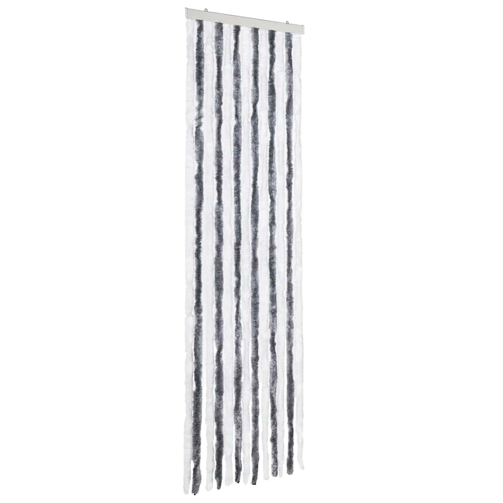 Cortina anti-insetos 56x200 cm chenille cinzento e branco