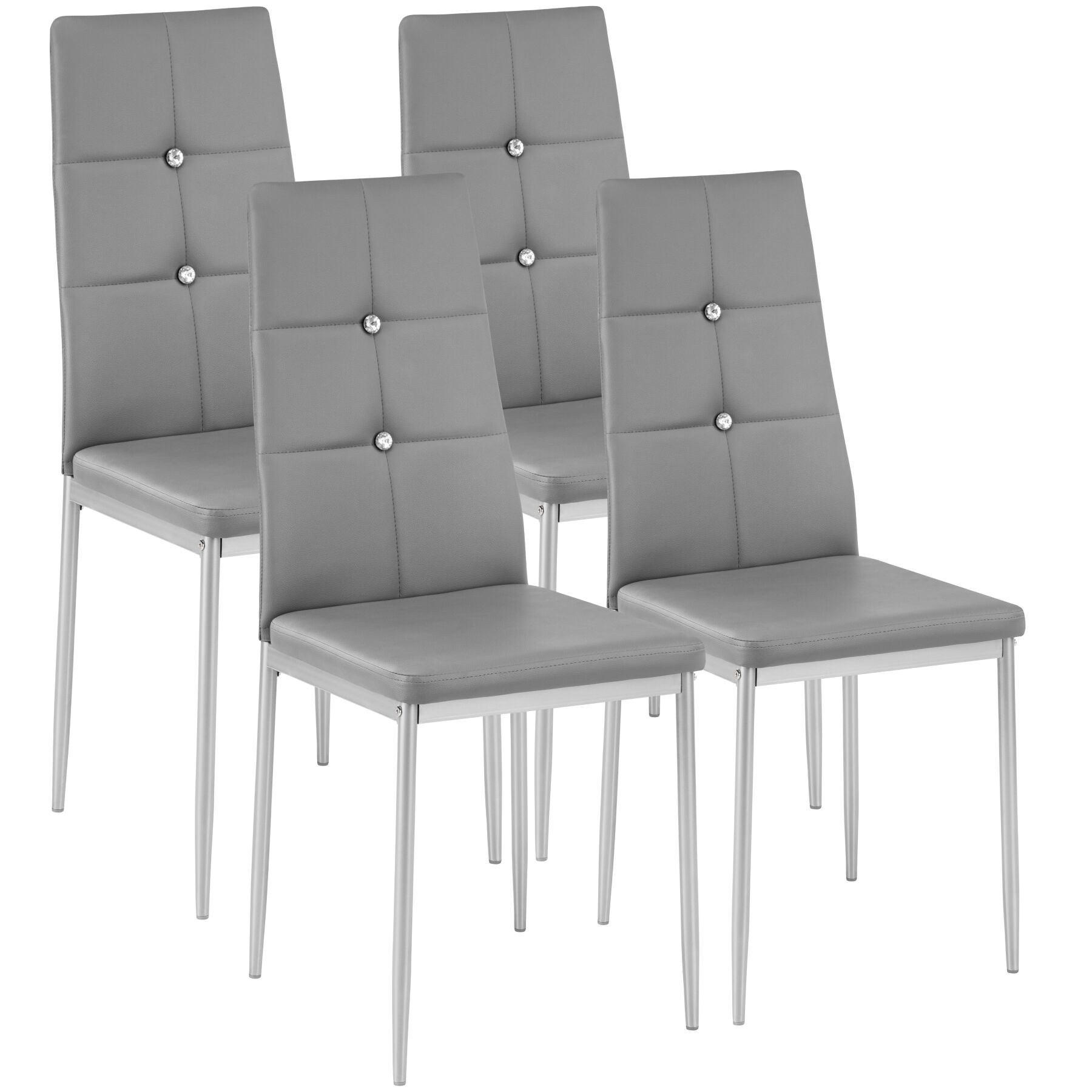 4 cadeiras de sala de jantar estofadas, encosto alto cinzento