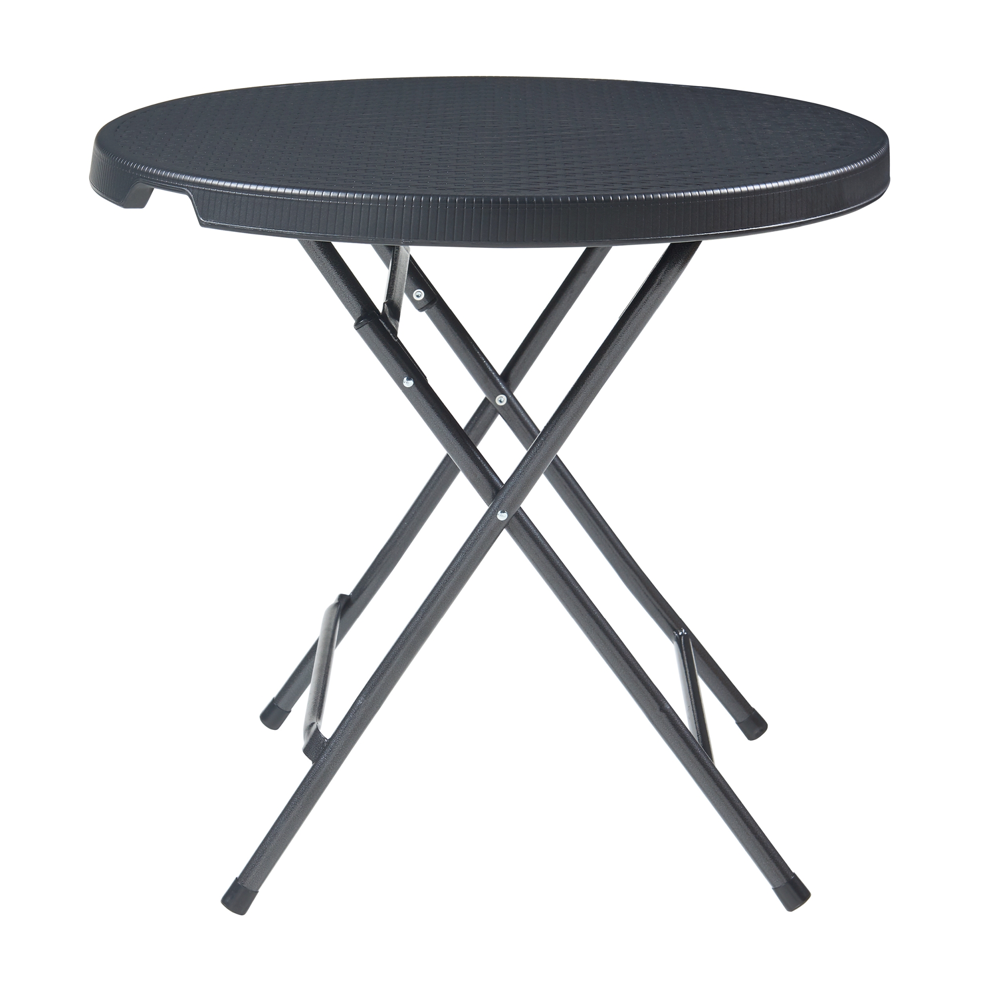 Mesa de exterior dobrável mark metal/plástico ø80x74cm - rattan preto